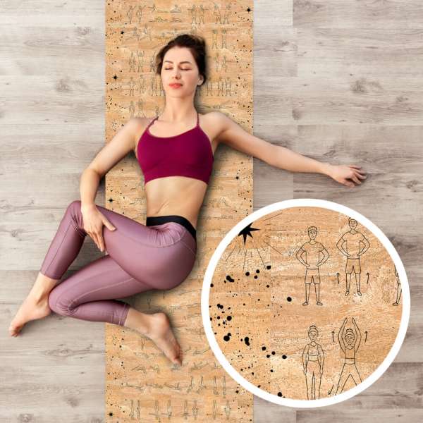INSPIO tornaszőnyeg, parafa matrac tornagyakorlatokkal otthonra