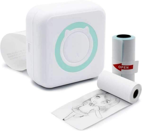 Hordozható akkumulátoros mini printer, intelligens nyomtató hőpapírral, bluetooth kapcsolattal