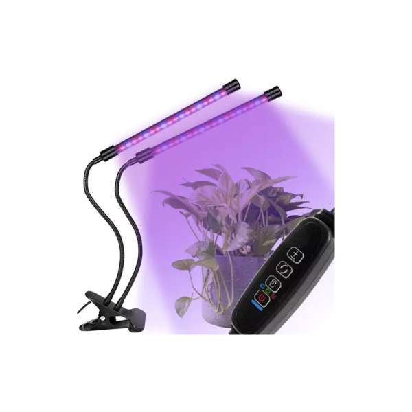 2×20 LED-es, 2 paneles növénynevelő, palántanövesztő, növénytermesztő lámpa csíptethető rögzítéssel, távkapcsolóval