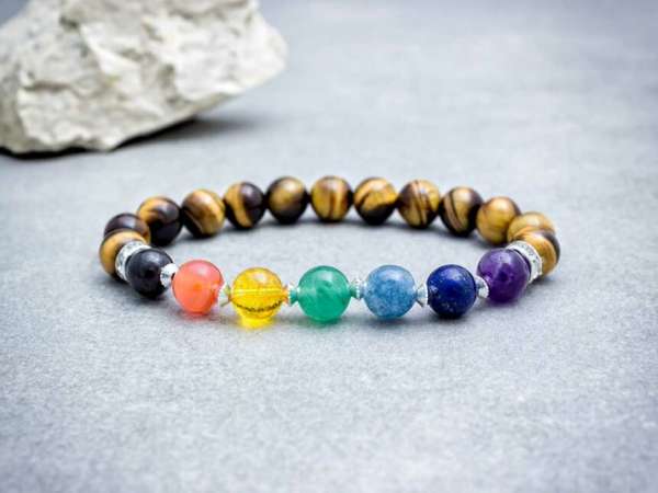 Fenséges tigrisszem csakra ásvány karkötő