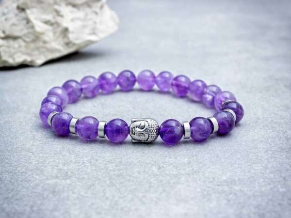 Ametiszt Buddha ásvány karkötő
