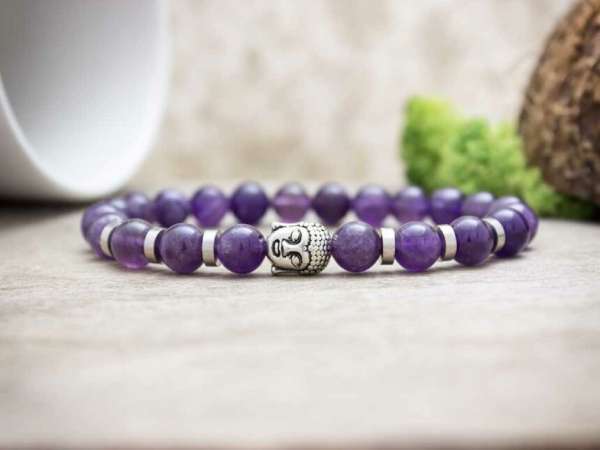 Ametiszt Buddha ásvány karkötő