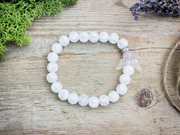 Angyal segítsége 2 rózsakvarc és hegyikristály ásvány karkötő