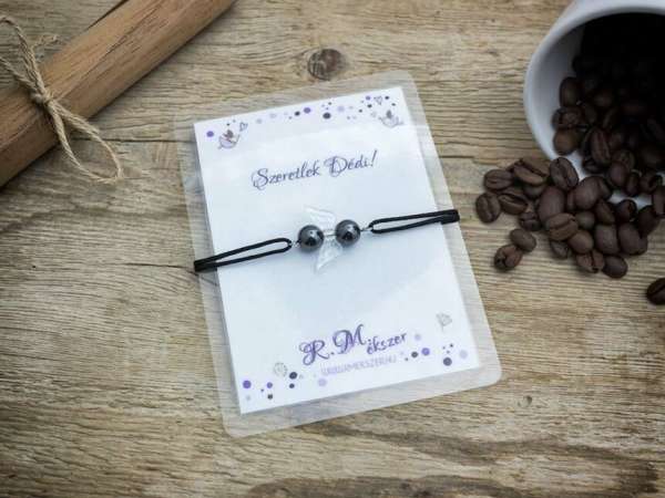 Szeretlek Dédi hematit angyal karkötő