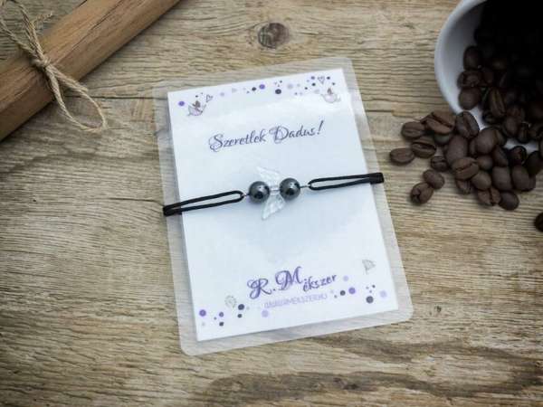 Szeretlek Dadus hematit angyal karkötő