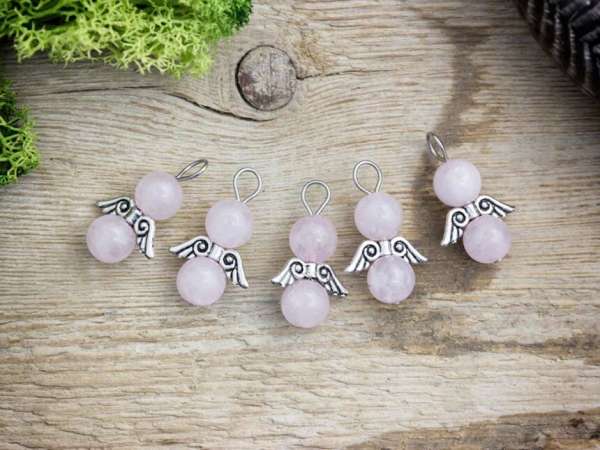 Rózsakvarc angyal medál 5 dbos csomag