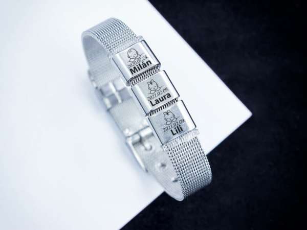 Csemetéim 3 egyedi medálos MoMents acél karkötő