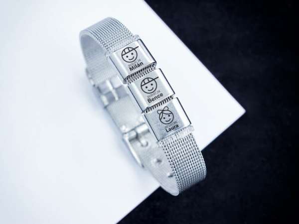 Gyermekeim 3 egyedi medálos MoMents acél karkötő