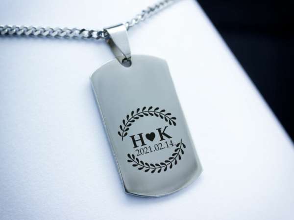 Együtt egyedi acél téglalap medálos nyaklánc