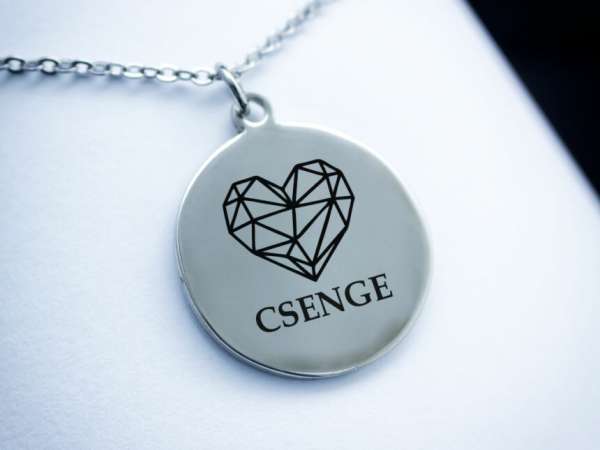 Szívem egyedi acél kör medálos nyaklánc