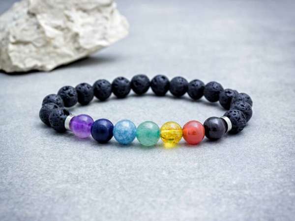 Csakra láva köves ásvány karkötő