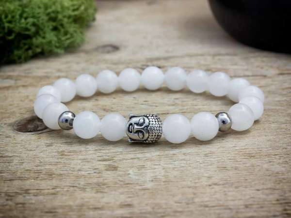 Buddha fehér jáde ásvány karkötő