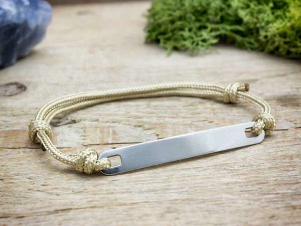 Gravírozható lapbetétes barna microcord karkötő