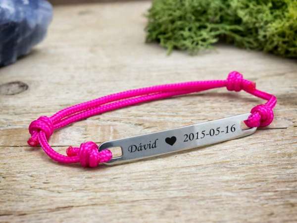 Gyermekem egyedi lapbetétes ciklámen microcord karkötő