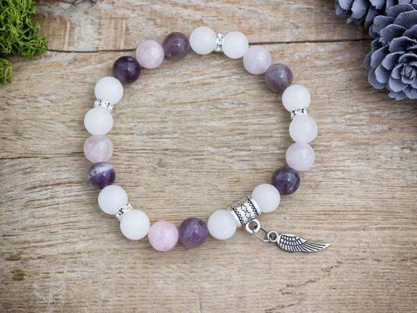 Rózsaszín angyalszárny vegyes ásvány karkötő
