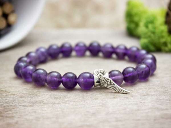 Ametiszt angyalszárny ásvány karkötő