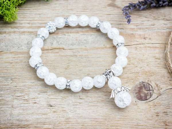 Angyal roppantott hegyikristály ásvány karkötő