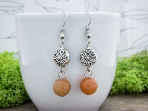 Keleti báj piros aventurin lógós fülbevaló