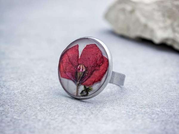 Mezei pipacs műgyanta gyűrű