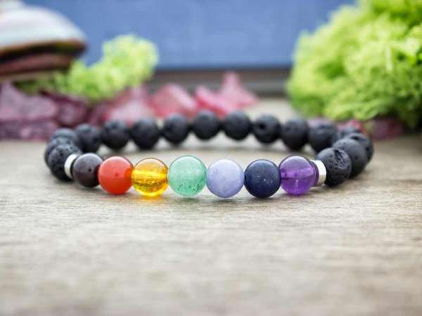 Csakra láva köves ásvány karkötő