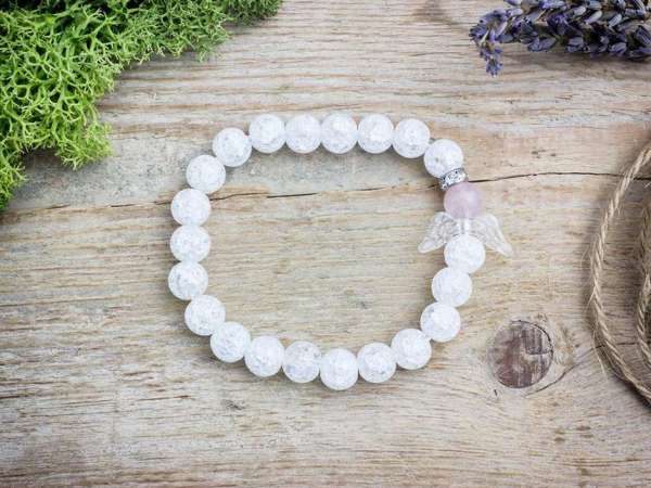 Angyal segítsége 2 rózsakvarc és hegyikristály ásvány karkötő