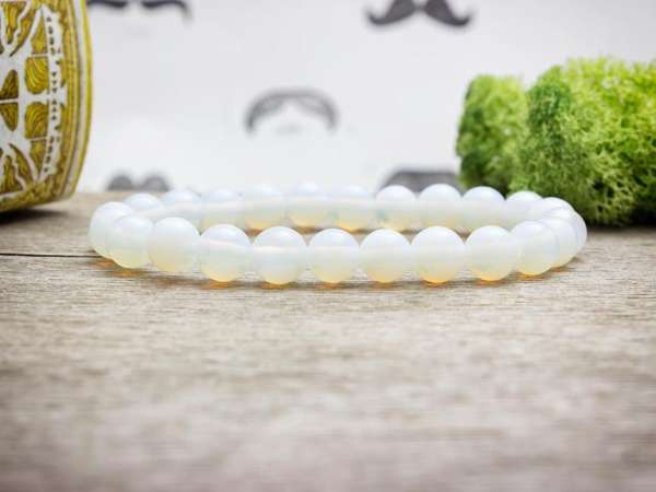 Angyali fehérség achát ásvány karkötő