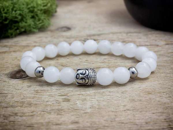 Buddha fehér jáde ásvány karkötő