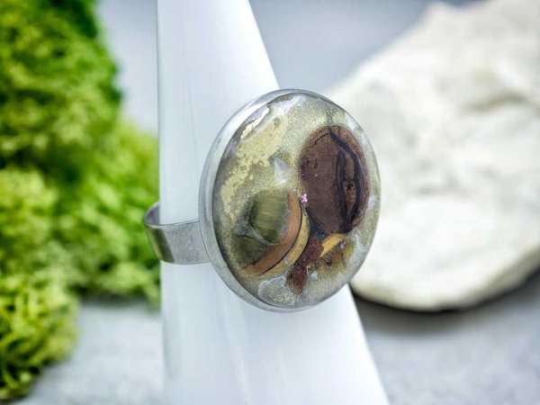 Aranymokka műgyanta acél gyűrű