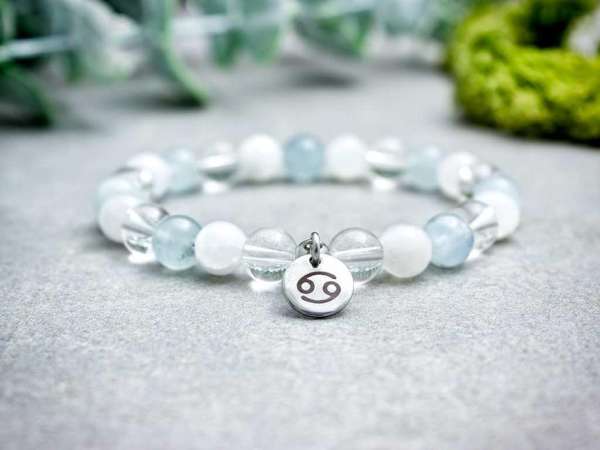 Rák csillagjegy medálos ásvány karkötő