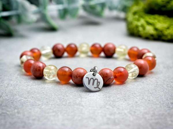 Szűz csillagjegy medálos ásvány karkötő