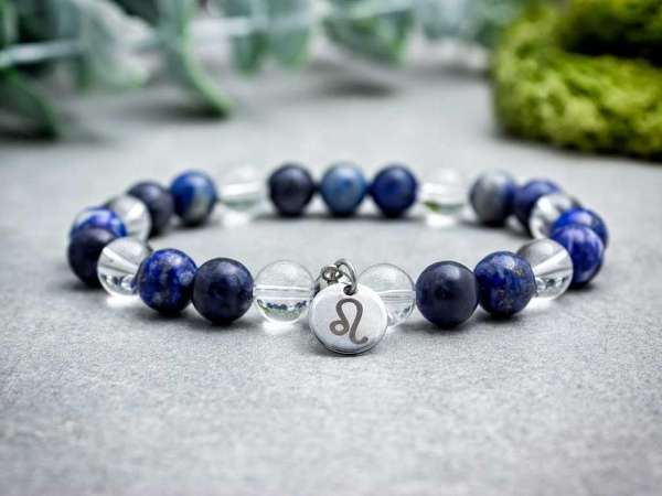 Oroszlán csillagjegy medálos ásvány karkötő