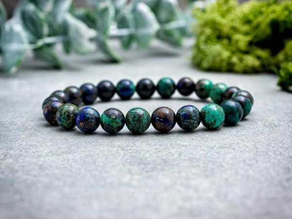 Azúr-malachit azurit ásvány karkötő