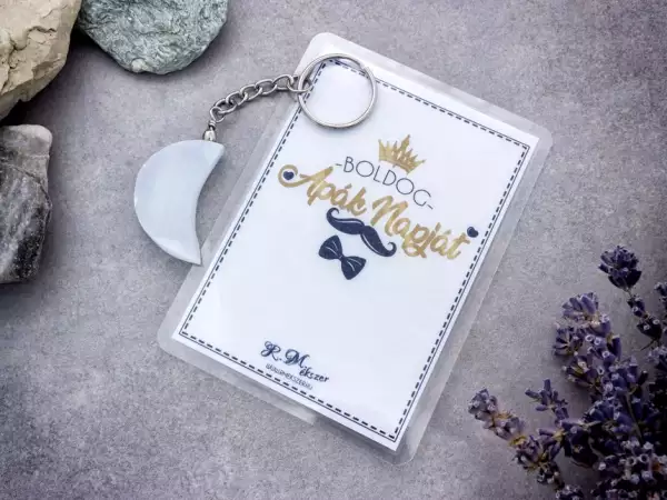 Boldog Apák Napját szelenit hold ásvány kulcstartó