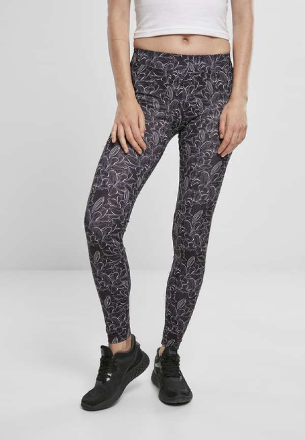 Urban Classics Ladies AOP Leggings hibiscus black