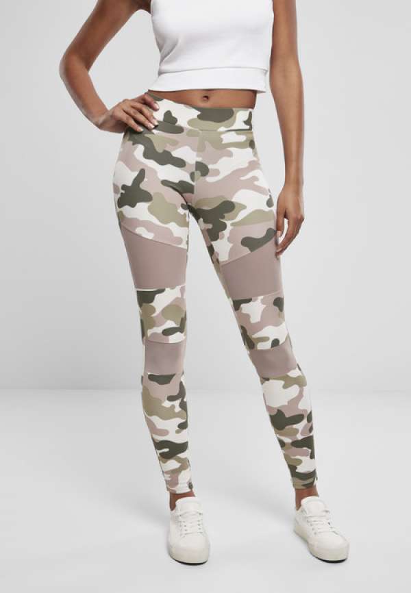 Urban Classics Ladies Camo Tech Mesh Leggings duskrose camo