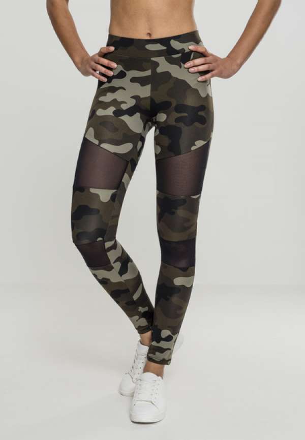 Urban Classics Ladies Camo Tech Mesh Leggings woodcamo/blk