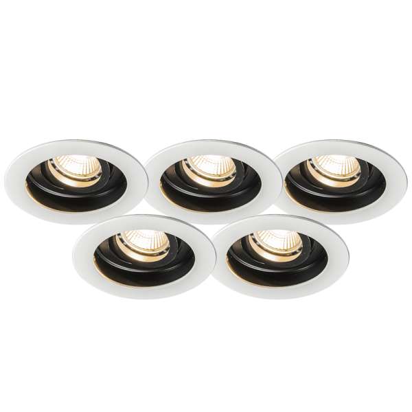 Modern beépített reflektor fehér acél 5 db-os készlet - Rondoo