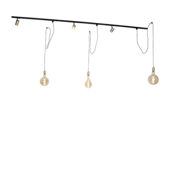 1 fázisú sínrendszer 3 spotlámpával és 3 függőlámpa arany - Cavalux Jeana