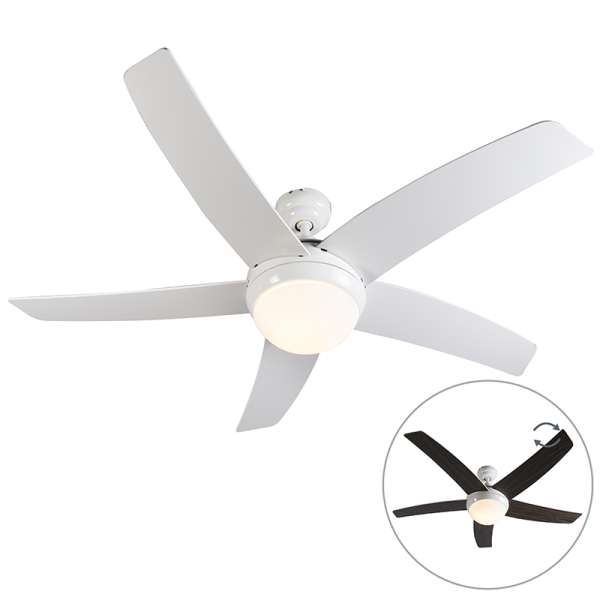 Mennyezeti ventilátor fehér fa mintával 132 cm távirányítóval - Cool