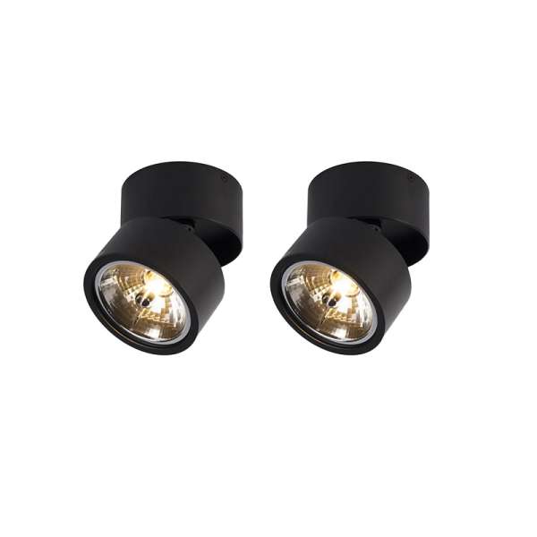 2 db modern fekete kerek állítható reflektor készlet - Go Nine