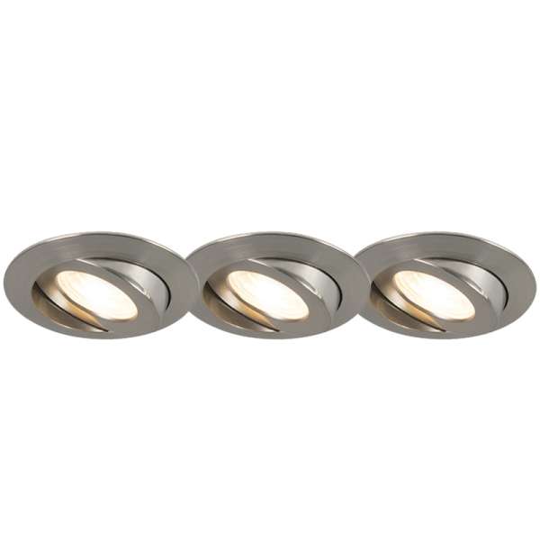 3 db-os beépített spotlámpa készlet acélból LED-del IP44 - Relax LED
