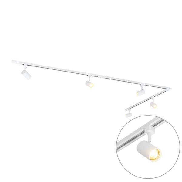 Modern fehér 1 fázisú sínrendszer 5 spotlámpával - Iconic Jeana