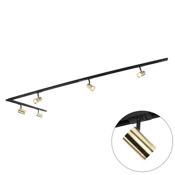 Sínrendszer 5 spotlámpával, 1 fázisú fekete arannyal - Jeana