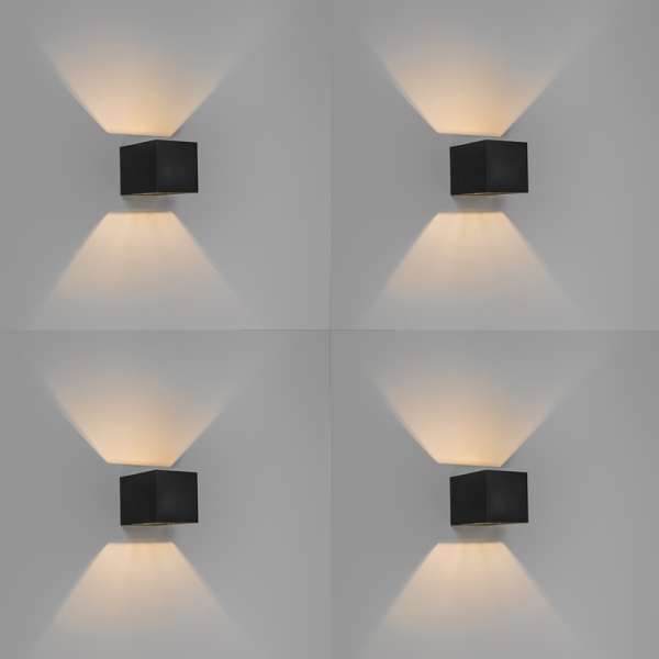 4 db modern fekete fali lámpa készlet - Transfer