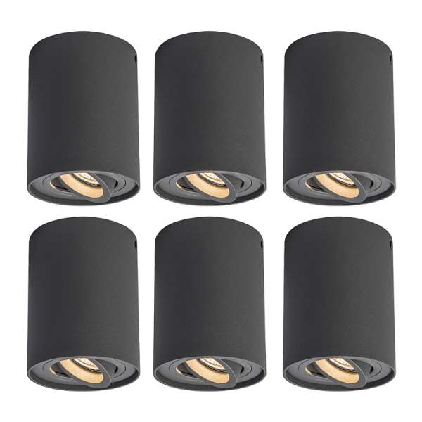 6 db sötétszürke forgatható és dönthető reflektor készlet - Rondoo up