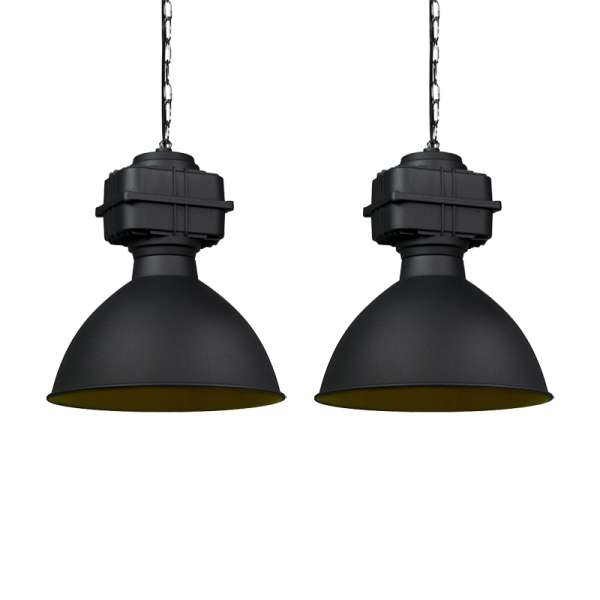 2 db ipari függőlámpa szett kicsi matt fekete - Sicko