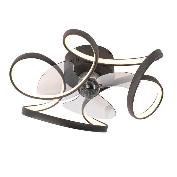 Mennyezeti ventilátor fekete 55 cm LED-del, fényerőszabályzóval és távirányítóval - Mandy