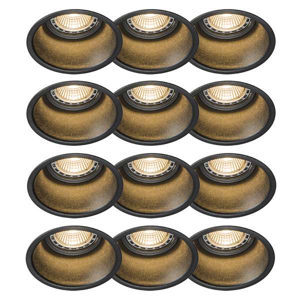 12 db modern süllyesztett spotlámpa készlet fekete - Dept