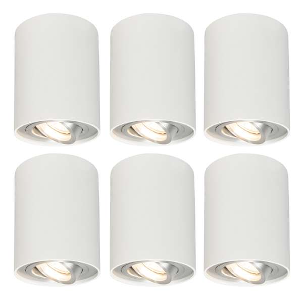 6 db fehér forgatható és dönthető reflektor készlet - Rondoo up