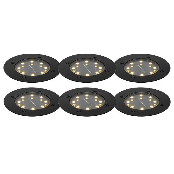 6 db-os fekete talajszpot készlet LED-del, IP65 napelemes - Terry